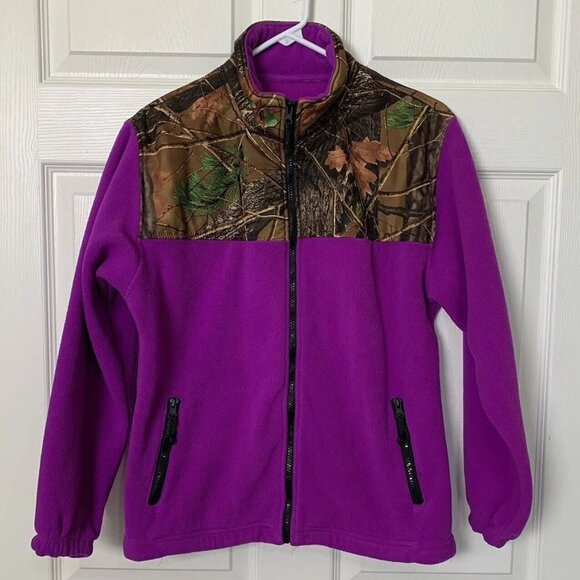 Trail Crest Women’s XS Fleece Jacket Camo Purple Pockets Full Zip - Picture 1 of 7